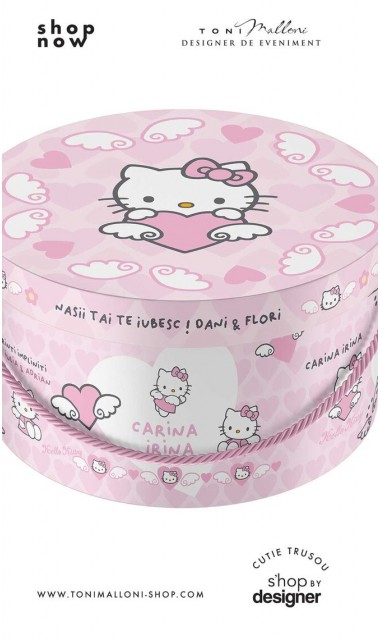 Cutie trusou botez rotunda roz cu Hello Kitty, Kitty Sugar 3